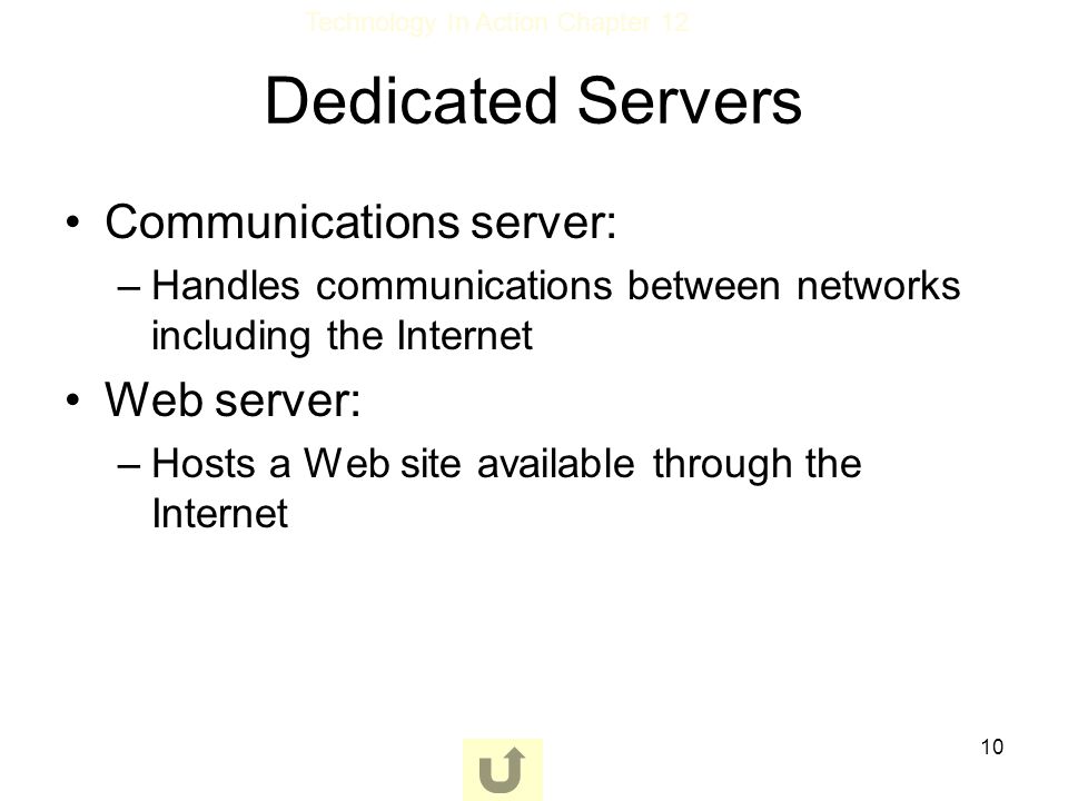 Dedicated Servers Communications server: Web server: