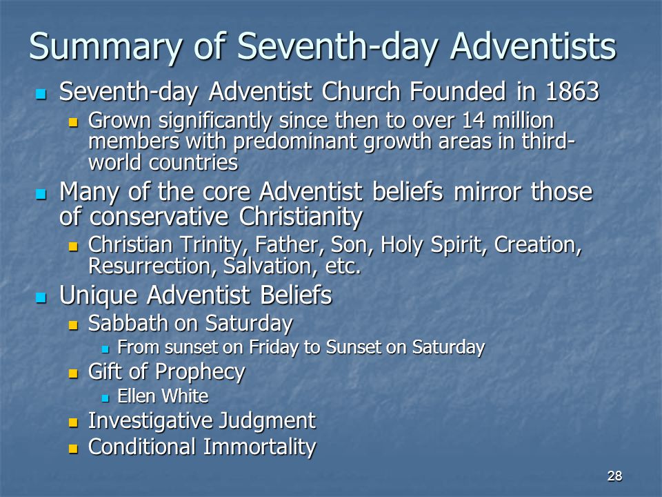Seventh-day adventist differ from does christianity? how Seventh