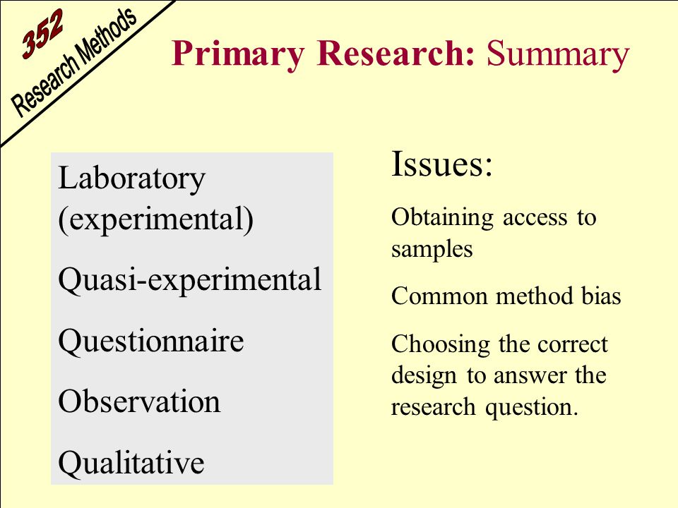 Primary Research: Summary