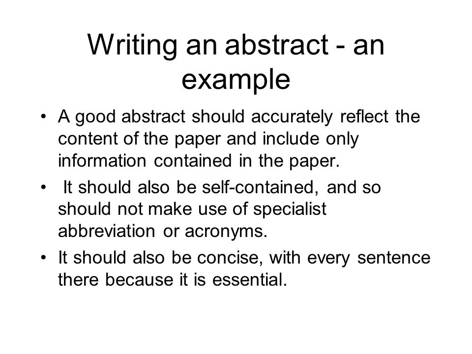 Writing an abstract - an example