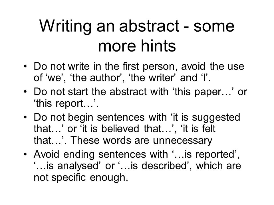 Writing an abstract - some more hints