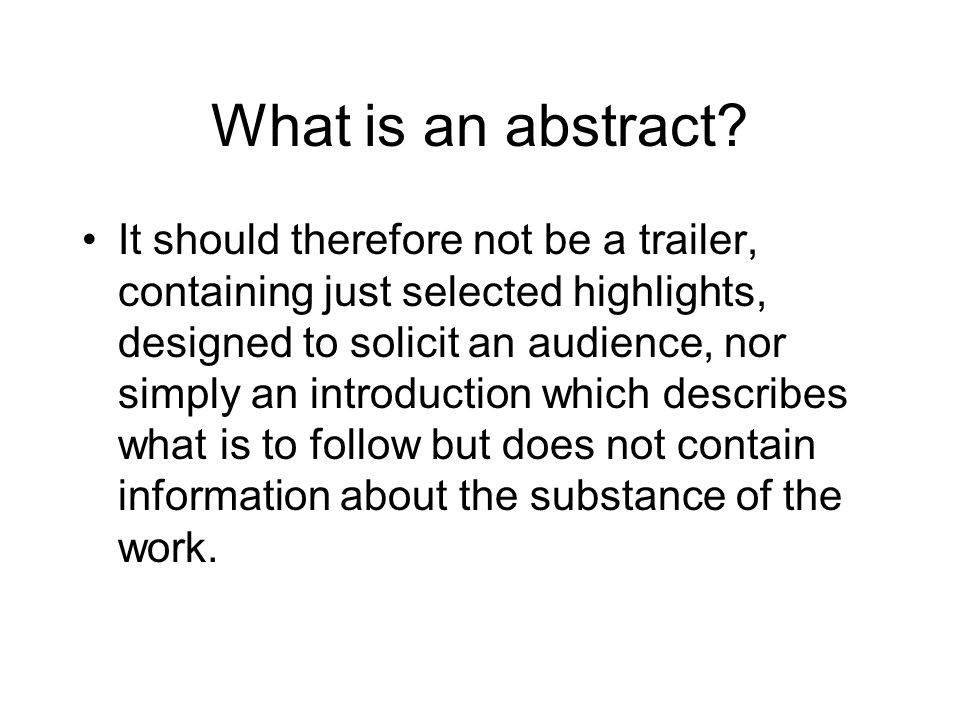What is an abstract