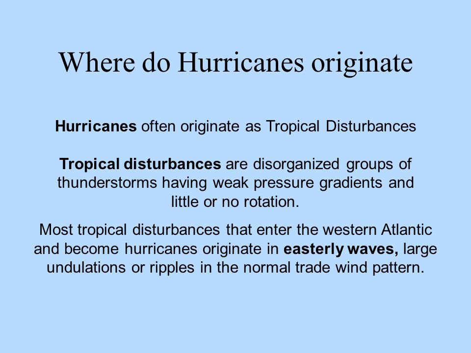 Where do Hurricanes originate