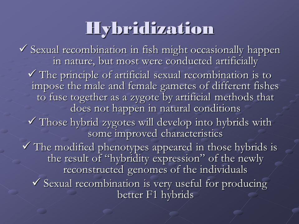 Sexual recombination is very useful for producing better F1 hybrids