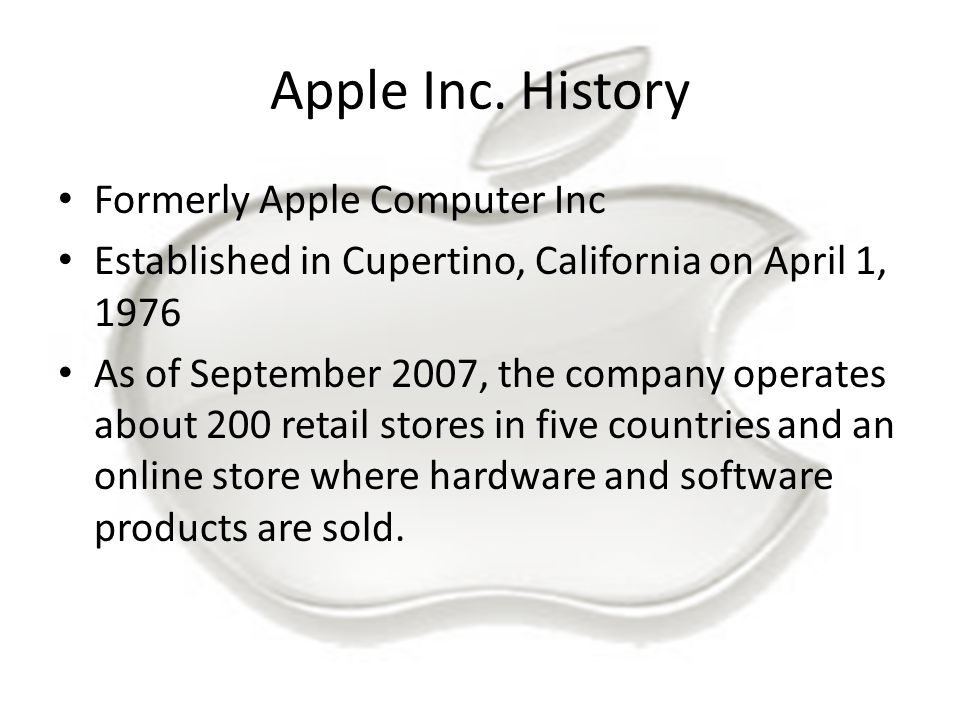 Apple Inc. History Formerly Apple Computer Inc