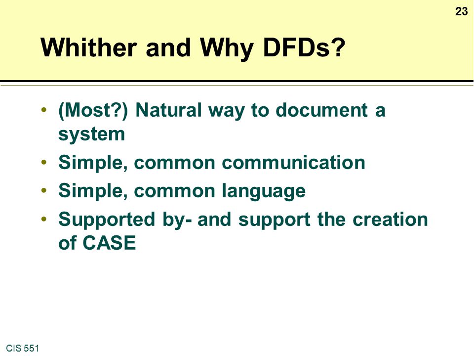 Whither and Why DFDs (Most ) Natural way to document a system