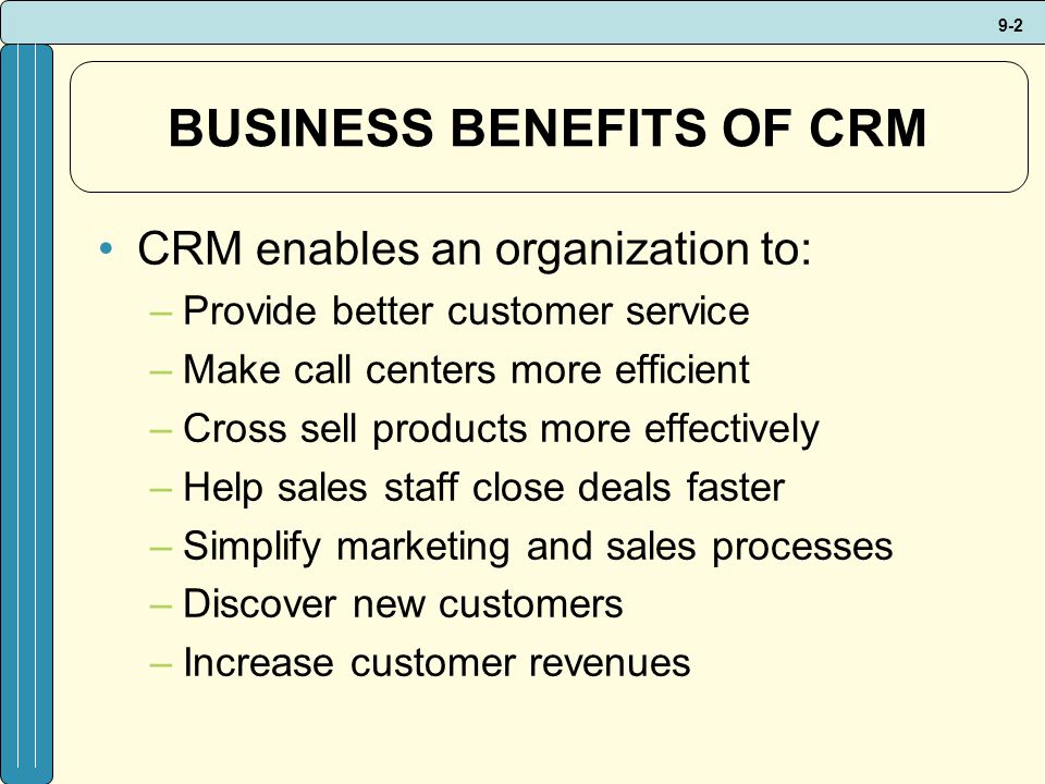 BUSINESS BENEFITS OF CRM