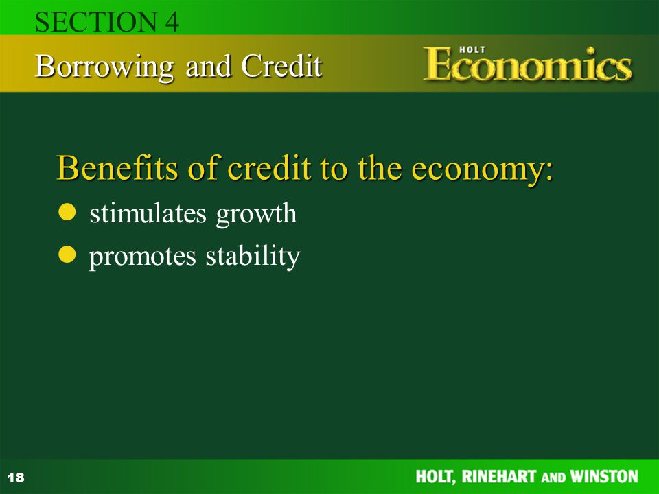 Benefits of credit to the economy: