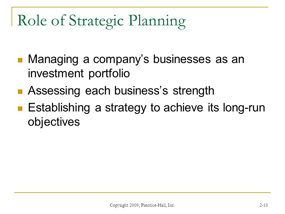 Role of Strategic Planning