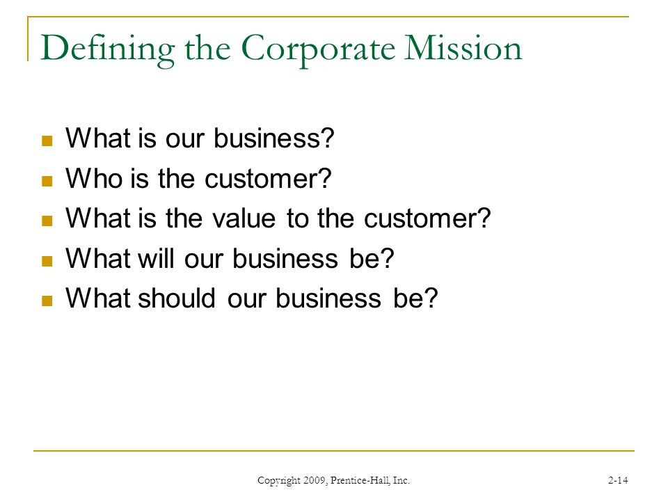 Defining the Corporate Mission