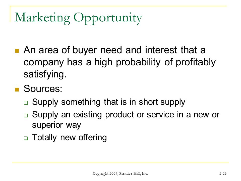 Marketing Opportunity