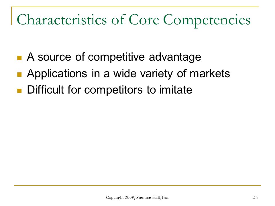 Characteristics of Core Competencies