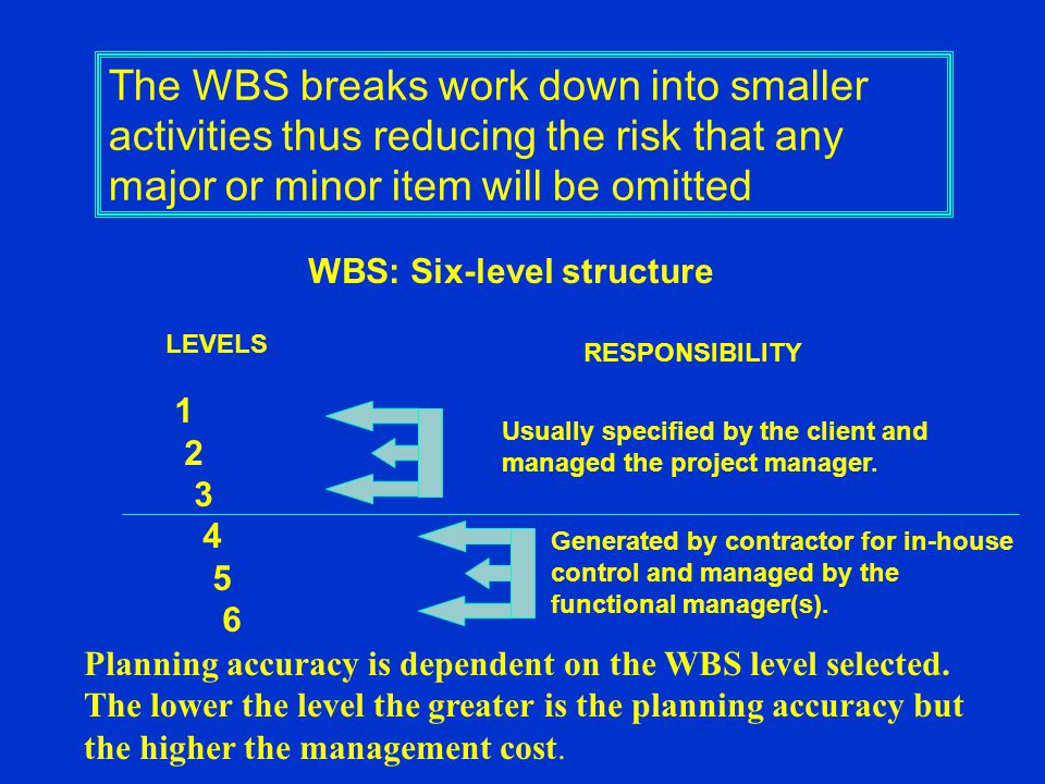 WBS: Six-level structure