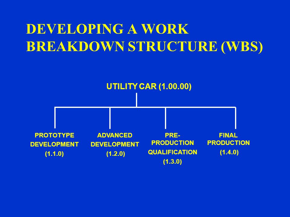 DEVELOPING A WORK BREAKDOWN STRUCTURE (WBS)