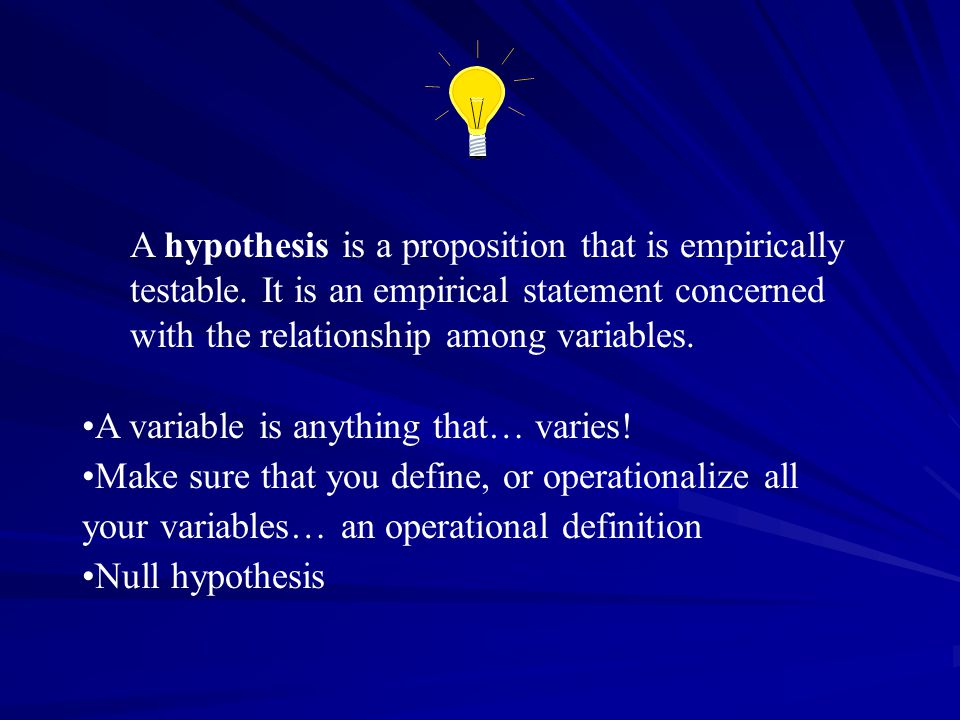 A hypothesis is a proposition that is empirically testable