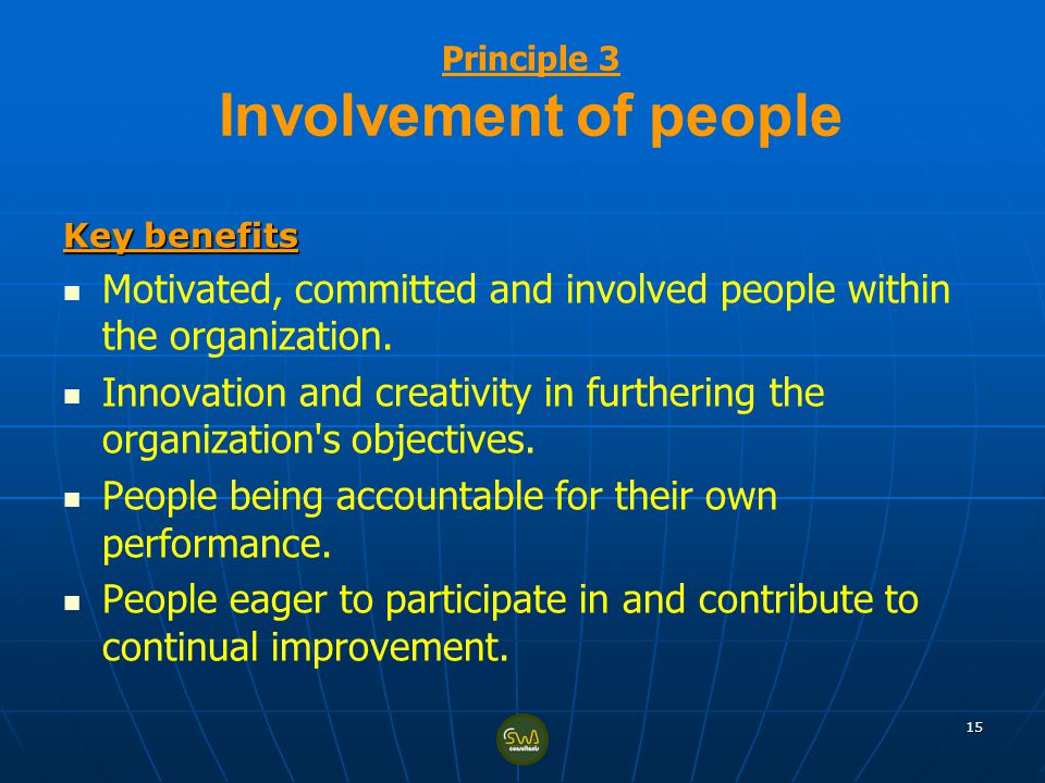 Principle 3 Involvement of people