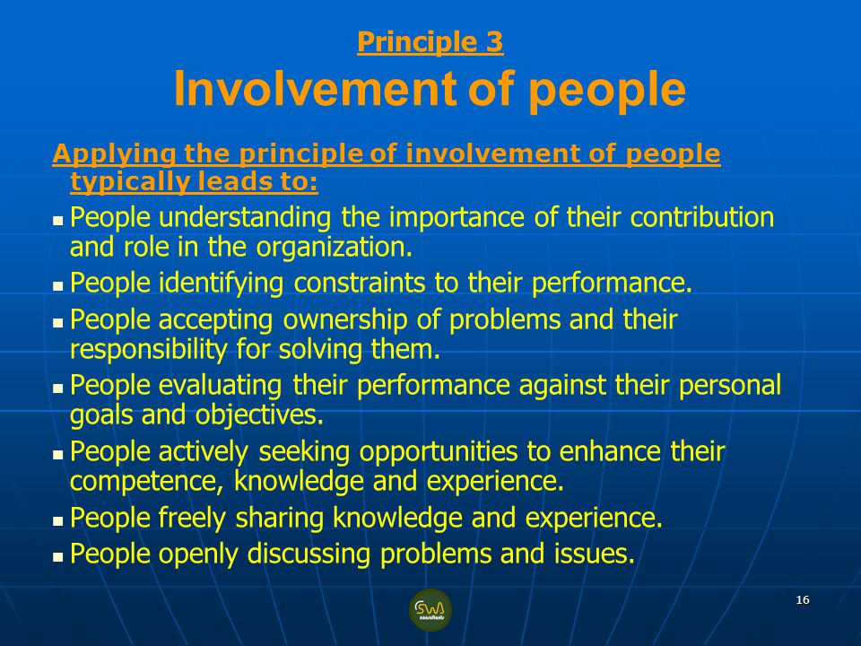 Principle 3 Involvement of people
