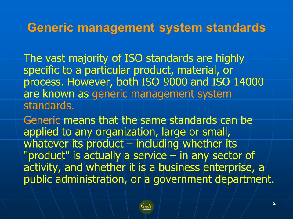 Generic management system standards