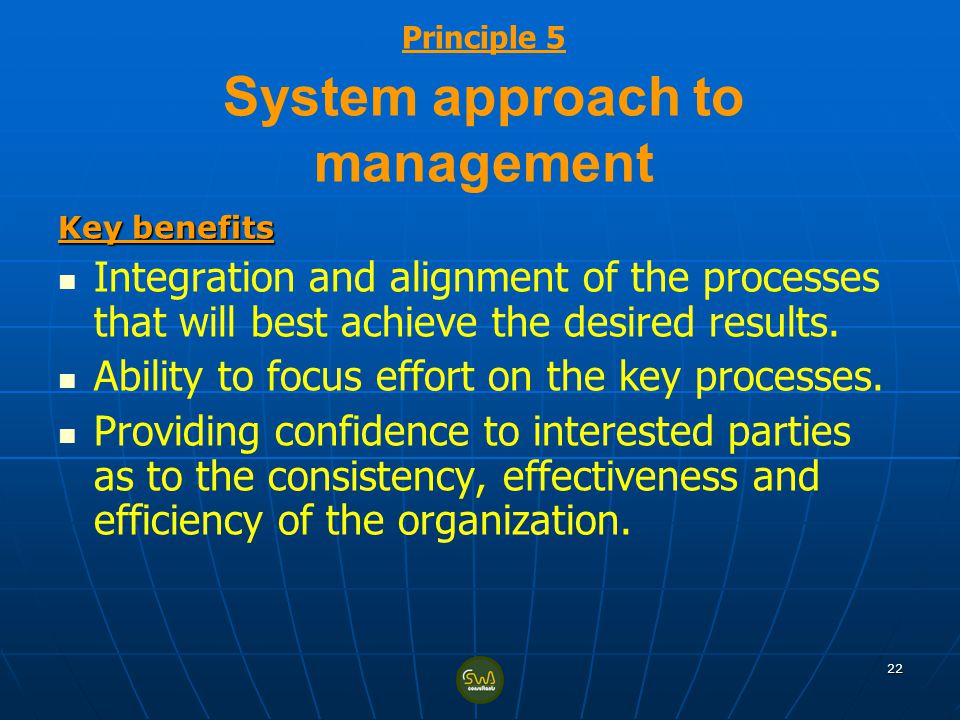 Principle 5 System approach to management