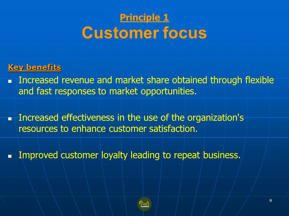 Principle 1 Customer focus