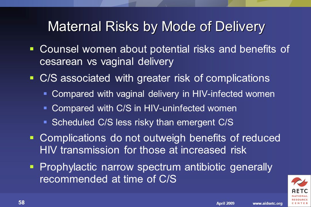 Maternal Risks by Mode of Delivery