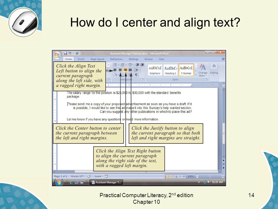 How do I center and align text