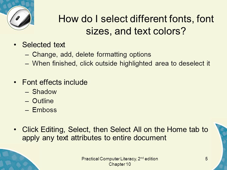 How do I select different fonts, font sizes, and text colors