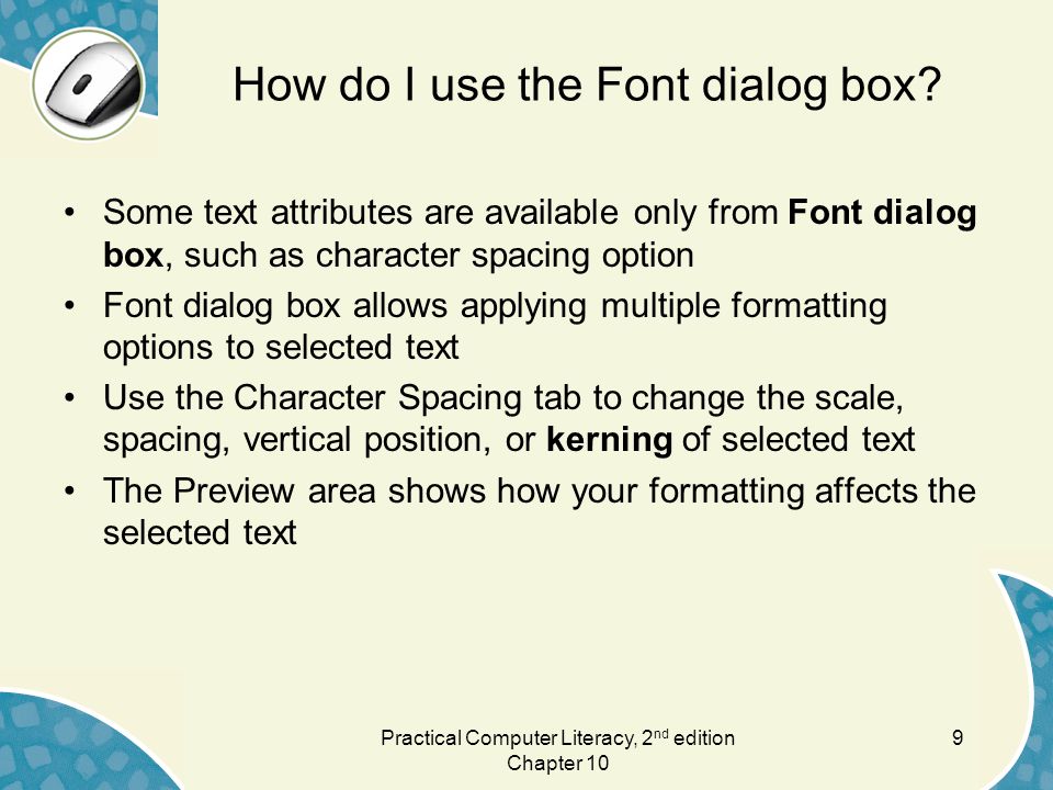 How do I use the Font dialog box