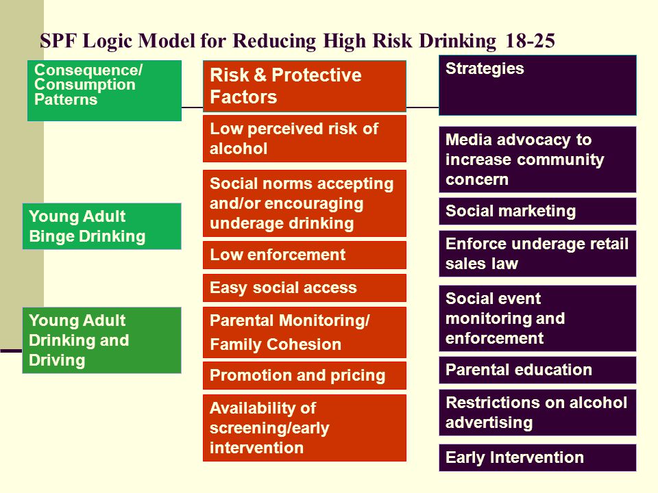 SPF Logic Model for Reducing High Risk Drinking 18-25
