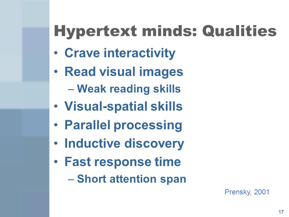 Hypertext minds: Qualities