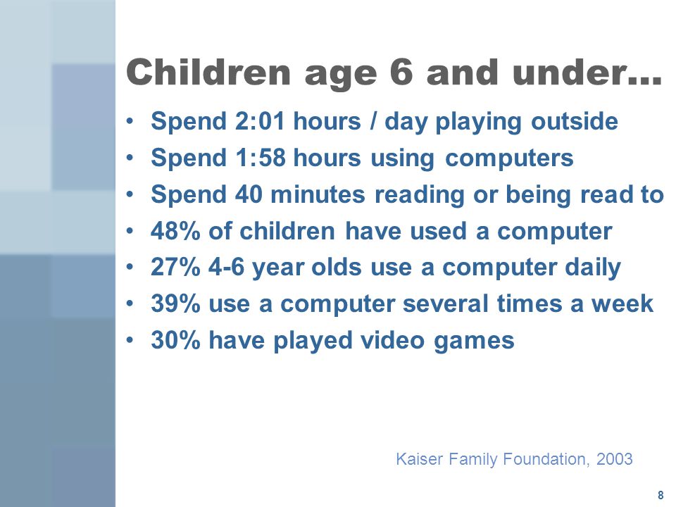 Children age 6 and under…