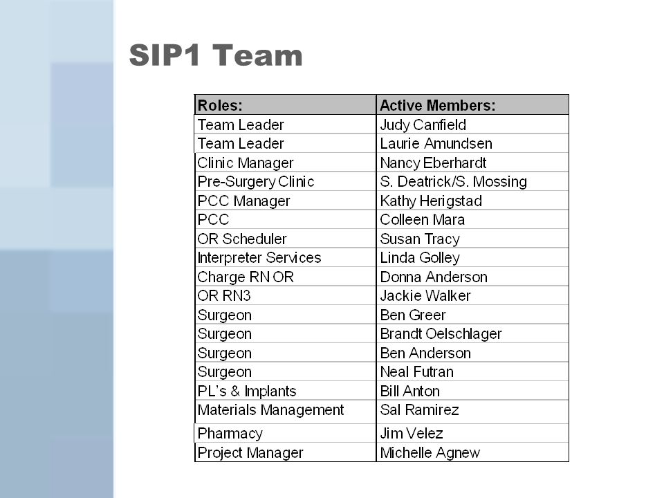 SIP1 Team