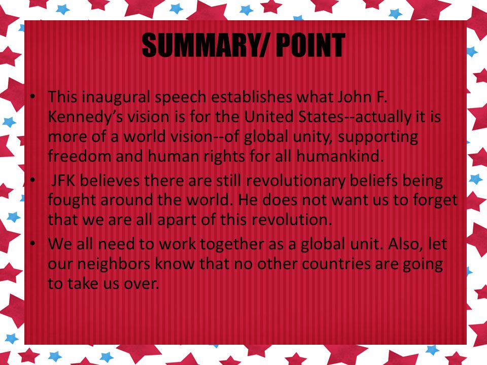jfk inaugural speech summary