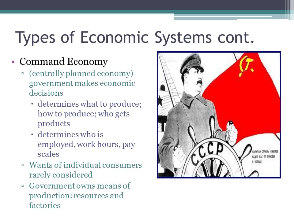 Types of Economic Systems cont.