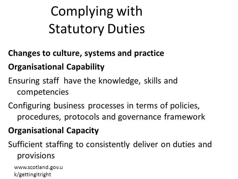 Complying with Statutory Duties