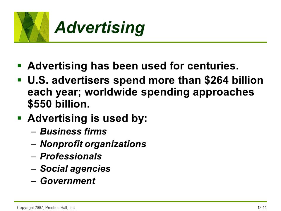Advertising Advertising has been used for centuries.