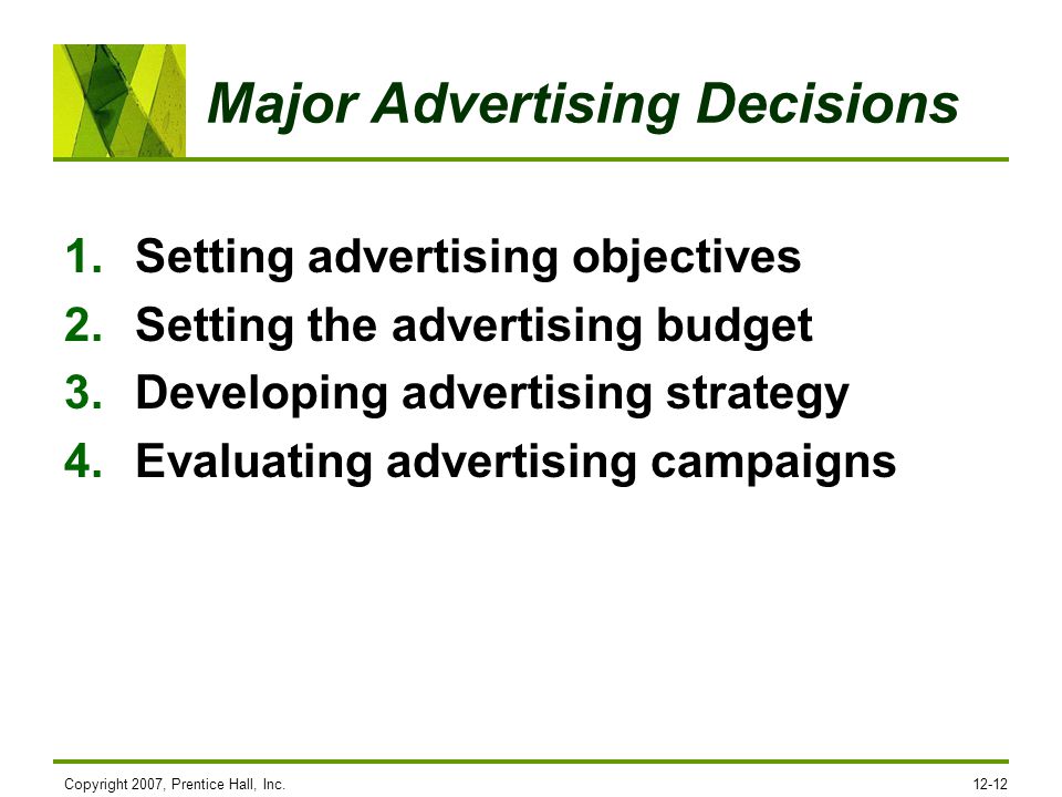Major Advertising Decisions