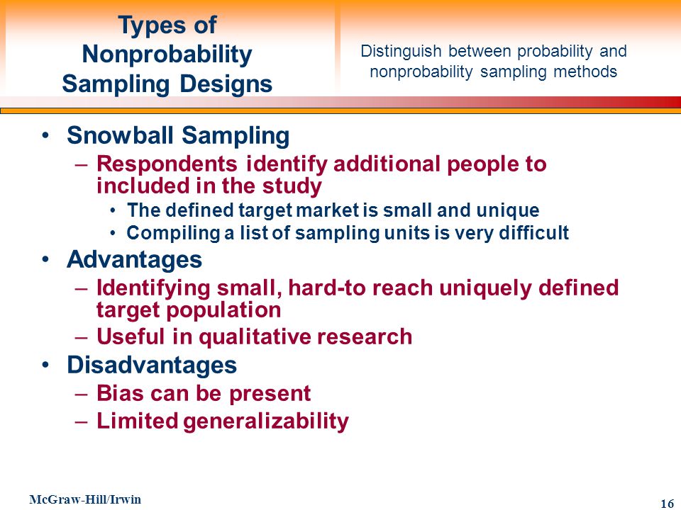 Distinguish between probability and nonprobability 