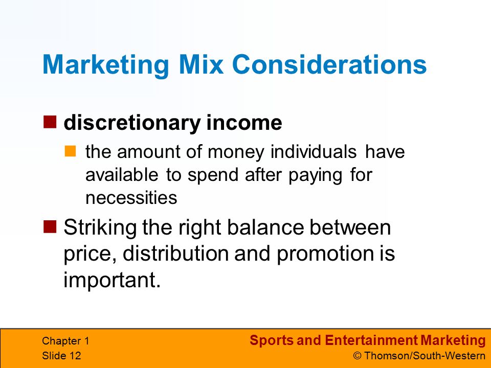 Marketing Mix Considerations