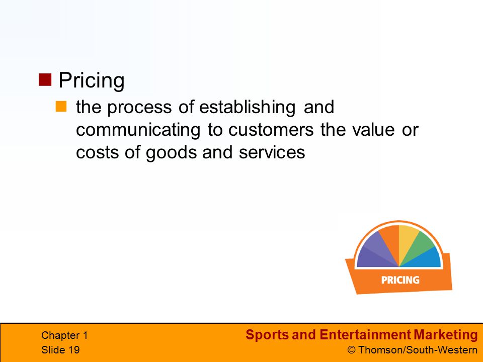 Pricing the process of establishing and communicating to customers the value or costs of goods and services.