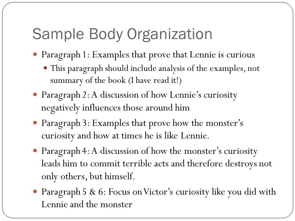 Sample Body Organization