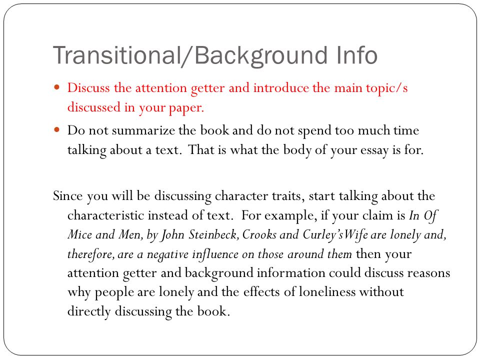 Transitional/Background Info