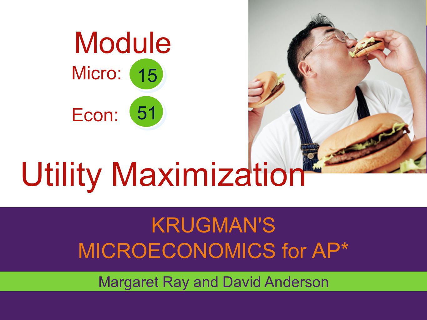 Utility Maximization Module KRUGMAN S MICROECONOMICS for AP* Micro: 15