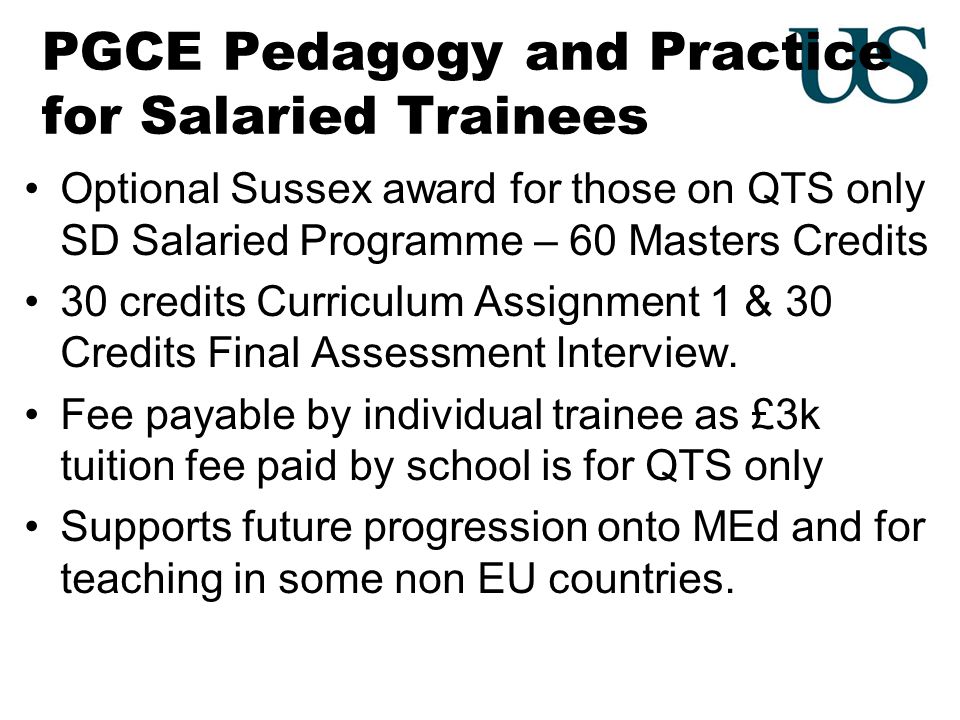 PGCE Pedagogy and Practice for Salaried Trainees