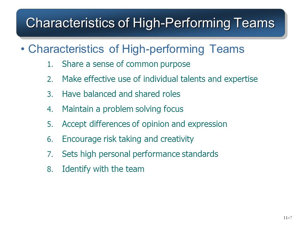 Characteristics of High-Performing Teams