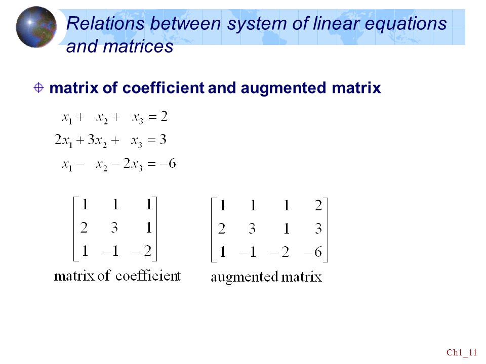 Relations between system of linear equations and matrices