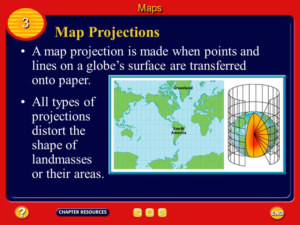 Maps 3. Map Projections. A map projection is made when points and lines on a globe’s surface are transferred onto paper.
