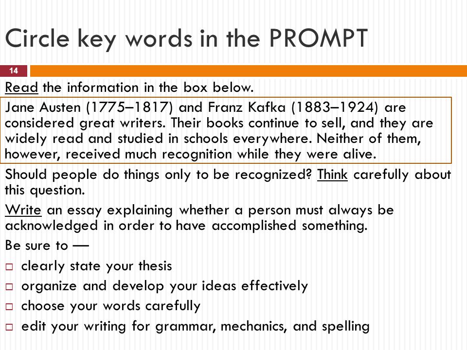 Circle key words in the PROMPT