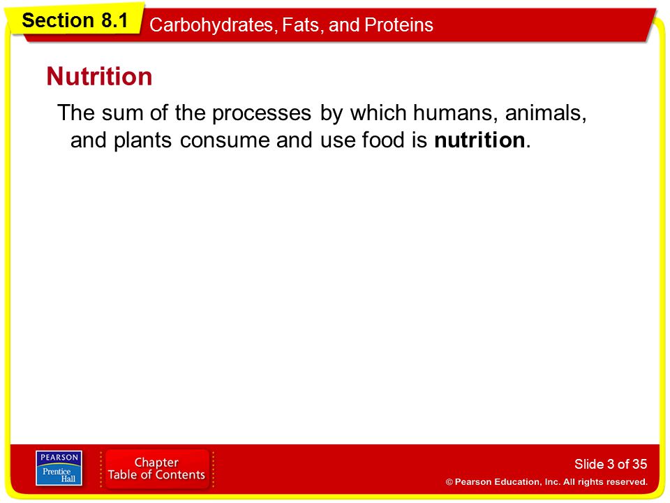 Nutrition The sum of the processes by which humans, animals, and plants consume and use food is nutrition.