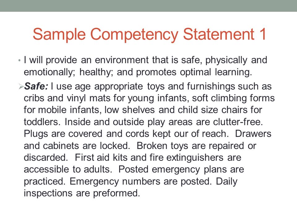 sample cda competency statement 5